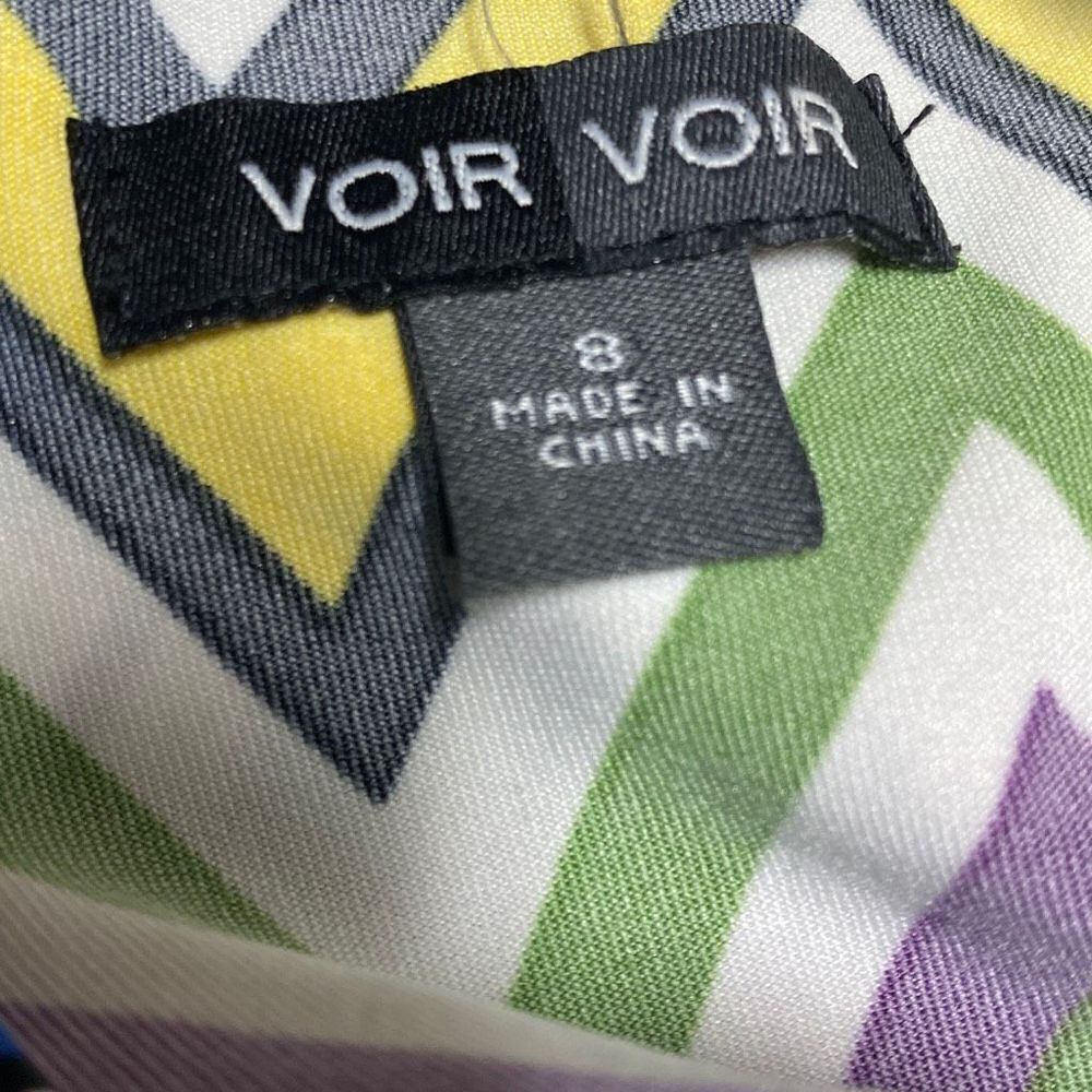 Voir Voir Multi Color Pleated Neck Dress Size 8 - Picture 6 of 7